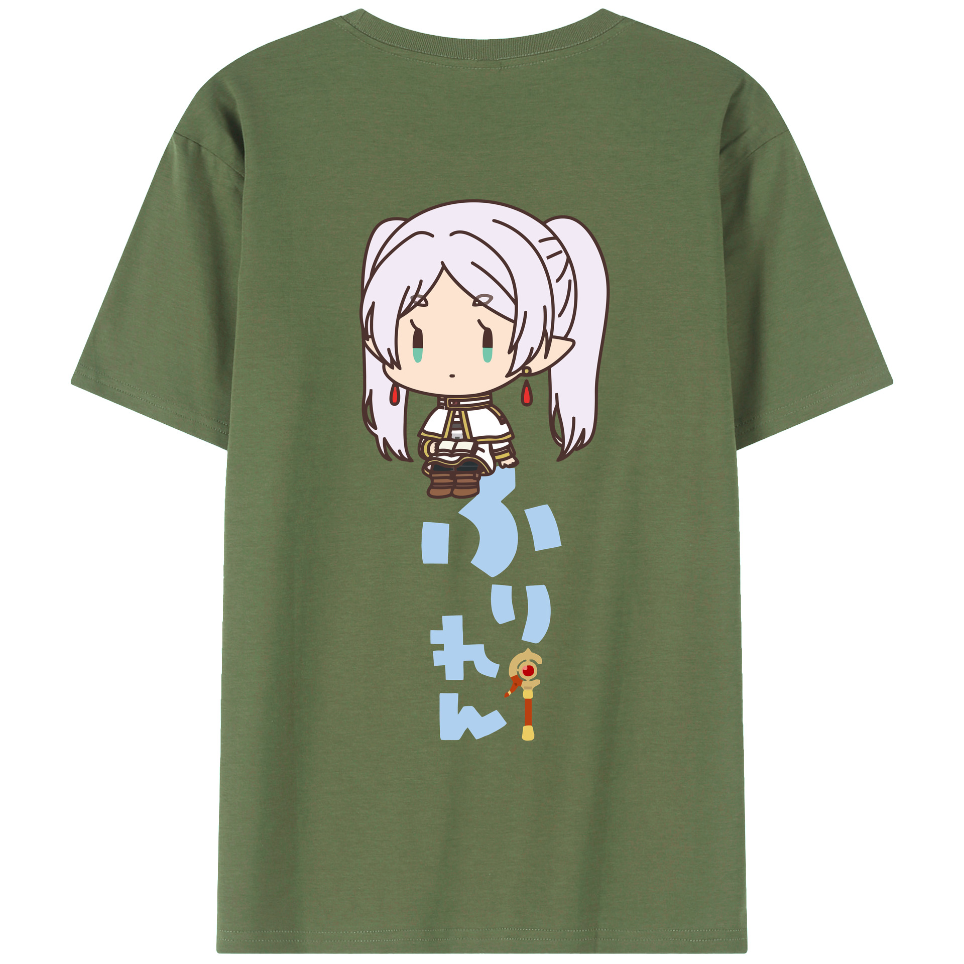 （画像用） 葬送のフリーレン Frieren 綿100％ メンズ半袖Tシャツ（バックプリント） 通気性